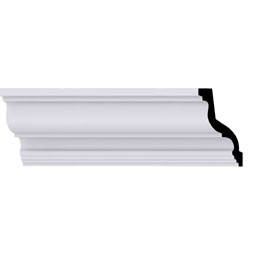 Ekena Millwork - MLD03X03X05GO - Endurathane Gorleen Crown Moulding, 3 7/8"H x 3 7/8"P x 5 1/2"F x 94 1/2"L, Factory Primed