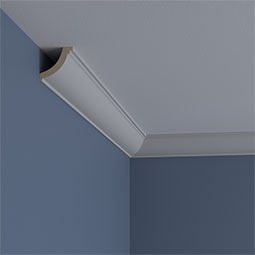 Ekena Millwork - MLD02X02X02GI - Endurathane Giana Crown Moulding, 2"H x 2"P x 2 3/4"F x 94 1/2"L, Factory Primed