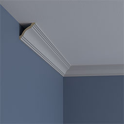 Ekena Millwork - MLD02X02X02KE - Endurathane Kent Traditional Smooth Crown Moulding, 2"H x 2"P x 2 3/4"F x 94 1/2"L, Factory Primed