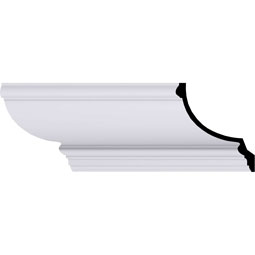 Ekena Millwork - MLD06X05X08CL - Endurathane Claremont Traditional Crown Moulding, 6 1/2"H x 5 3/4"P x 8 5/8"F x 94 1/2"L, Factory Primed