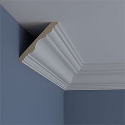 Ekena Millwork - MLD04X04X06TN - Endurathane Tristan Traditional Crown Moulding, 4 3/4"H x 4 3/4"P x 6 3/4"F x 94 1/2"L, Factory Primed