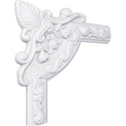 Ekena Millwork - PML10X10SU - Endurathane Sussex Floral Panel Moulding Corner, 11 3/4"W x 10 3/4"H (matches moulding PML02X00SU), Factory Primed