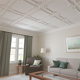 Ekena Millwork - PML10X10SU - Endurathane Sussex Floral Panel Moulding Corner, 11 3/4"W x 10 3/4"H (matches moulding PML02X00SU), Factory Primed