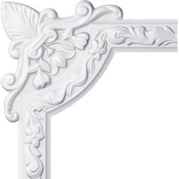 Ekena Millwork - PML10X10SU - Endurathane Sussex Floral Panel Moulding Corner, 11 3/4"W x 10 3/4"H (matches moulding PML02X00SU), Factory Primed