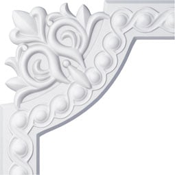 Ekena Millwork - PML10X10FO - Endurathane Foster Running Coin Panel Moulding Corner, 11 1/4"W x 10 1/4"H (matches moulding PML02X00FO), Factory Primed
