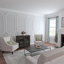 Ekena Millwork - PML10X10FO-2 - Endurathane Foster Running Coin II Panel Moulding Corner, 11 1/4"W x 10 1/4"H (matches moulding PML02X00FO), Factory Primed