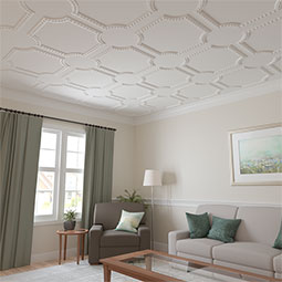 Ekena Millwork - PML10X10FO-2 - Endurathane Foster Running Coin II Panel Moulding Corner, 11 1/4"W x 10 1/4"H (matches moulding PML02X00FO), Factory Primed