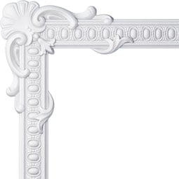 Ekena Millwork - PML19X19CA - Endurathane Caputo Egg & Dart Panel Moulding Corner, 20 7/8"W x 19 7/8"H (matches moulding PML03X00CA), Factory Primed