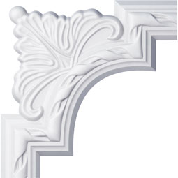Ekena Millwork - PML09X09VA - Endurathane Valeriano French Ribbon Panel Moulding Corner, 10 3/8"W x 9 3/8"H (matches moulding PML02X00VA), Factory Primed