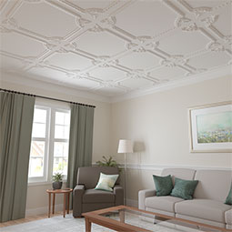 Ekena Millwork - PML10X10RA - Endurathane Raymond Egg & Dart Panel Moulding Corner, 11 1/4"W x 10 1/4"H (matches moulding PML02X00RA), Factory Primed