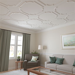 Ekena Millwork - PML12X12RA - Endurathane Raymond Egg & Dart Panel Moulding Corner, 13 7/8"W x 12 7/8"H (matches moulding PML02X00RA), Factory Primed