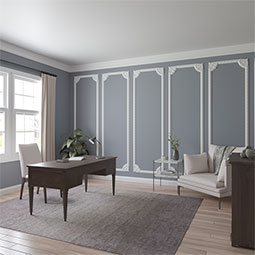Ekena Millwork - PML09X09MI-2 - Endurathane Milton Running Leaf Panel Moulding Corner, 10 3/4"W x 9 3/4"H (matches moulding PML02X00MI), Factory Primed