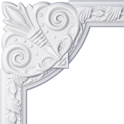 Ekena Millwork - PML09X09MI-2 - Endurathane Milton Running Leaf Panel Moulding Corner, 10 3/4"W x 9 3/4"H (matches moulding PML02X00MI), Factory Primed