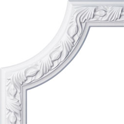 Ekena Millwork - PML10X10MI - Endurathane Milton Running Leaf Panel Moulding Corner, 10"W x 10"H (matches moulding PML02X00MI), Factory Primed