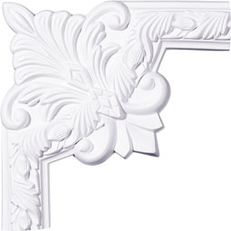 Ekena Millwork - PML10X10MI-2 - Endurathane Milton Running Leaf II Panel Moulding Corner, 10"W x 10"H (matches moulding PML02X00MI), Factory Primed