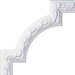 Ekena Millwork - PML12X12MI - Endurathane Milton Running Leaf Panel Moulding Corner, 13 3/4"W x 12 3/4"H (matches moulding PML02X00MI), Factory Primed