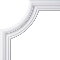 Ekena Millwork - PML09X09SW - Endurathane Swindon Panel Moulding Corner, 8 3/4"W x 7 3/4"H (matches moulding PML01X00SW), Factory Primed