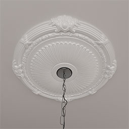 Ekena Millwork - CM27HE_P - Endurathane Heaton Ceiling Medallion, 27 1/2"OD x 3 7/8"ID x 2 1/4"P (Fits Canopies up to 6 1/2")