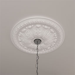 Ekena Millwork - CM27TO_P - Endurathane Tomango Egg & Dart Ceiling Medallion, 27 7/8"OD x 3 7/8"ID x 2 1/2"P (Fits Canopies up to 6 3/4")