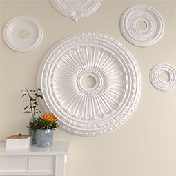 Ekena Millwork - CM35VI_P - Endurathane Viceroy Ceiling Medallion, 35 1/8"OD x 4 7/8"ID x 2 1/2"P (Fits Canopies up to 4 7/8")