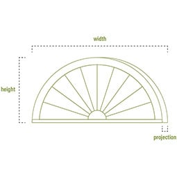 Ekena Millwork - PED40X20X02SB - 40"W x 20"H x 2"P Half Round Sunburst Pediment