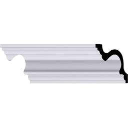 Ekena Millwork - MLD03X04X05DE - Endurathane Devon Crown Moulding, 3 3/8"H x 4 3/4"P x 5 7/8"F x 94 1/2"L, Factory Primed
