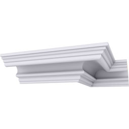 Ekena Millwork - MLD03X04X05DE - Endurathane Devon Crown Moulding, 3 3/8"H x 4 3/4"P x 5 7/8"F x 94 1/2"L, Factory Primed