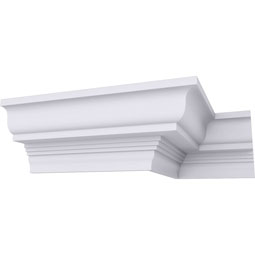 Ekena Millwork - MLD03X04X05BU - Endurathane Bulwark Crown Moulding, 3 7/8"H x 4 1/2"P x 5 7/8"F x 94 1/2"L, Factory Primed