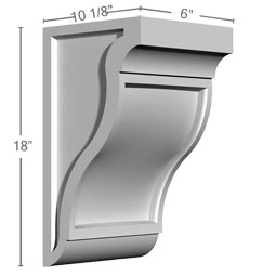 Ekena Millwork - BKT06X18X10CO - Endurathane Cole Bracket, 6"W x 10 1/8"D x 18"H, Factory Primed
