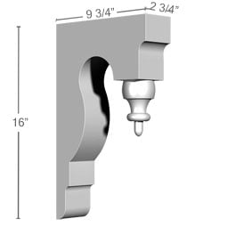Ekena Millwork - BKT02X09X16AB - Endurathane Aberdeen Bracket, 2 3/4"W x 9 3/4"D x 16"H, Factory Primed