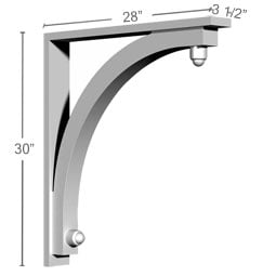 Ekena Millwork - BKT03X28X30EM - Endurathane Emery Bracket, 3 1/2"W x 28"D x 30"H, Factory Primed