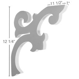 Ekena Millwork - BKT01X11X12VE - Endurathane Versailles Bracket, 1"W x 11 1/2"D x 12 1/4"H, Factory Primed