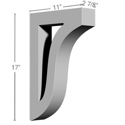 Ekena Millwork - BKT02X11X17TY - Endurathane Tyrone Bracket, 2 7/8"W x 11"D x 17"H, Factory Primed