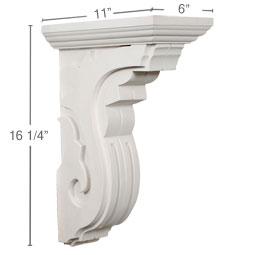 Ekena Millwork - COR06X11X16PE - Endurathane Piedmont Corbel, 6"W x 11"D x 16 1/4"H, Factory Primed