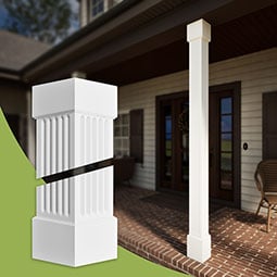 CW Ohio Inc. - ESENFSA - Endura-Stone™ Pro Series Fluted Column, Square Shaft (FRP) Non-Tapered, Smooth Finish - Ready to be Painted