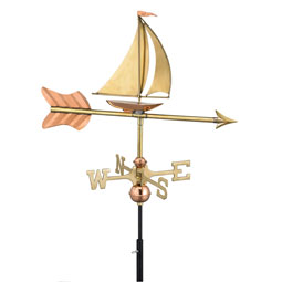 Good Directions - GD8803P - 21"L x 11"W x 28"H Sailboat Weathervane, Polished Copper