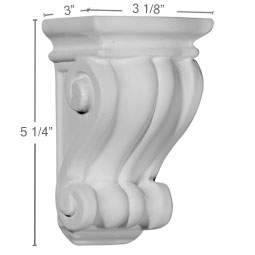 Ekena Millwork - COR03X03X06CO - Endurathane Traditional Cole Pilaster Corbel, 3 1/8"W x 3"D x 5 1/4"H, Factory Primed