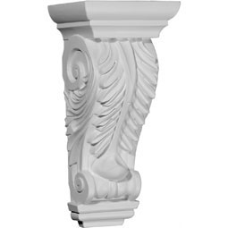 Ekena Millwork - COR05X04X12OD - Endurathane Odessa Acanthus Leaf Corbel, 5 3/4"W x 4 3/4"D x 12 3/8"H, Factory Primed