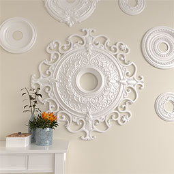 Ekena Millwork - CM38OL_P - Endurathane Orleans Ceiling Medallion, 38 3/8"OD x 6 5/8"ID x 2 7/8"P (Fits Canopies up to 8 1/4")