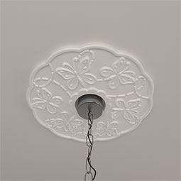 Ekena Millwork - CM17TS_P - Endurathane Terrones Butterfly Ceiling Medallion, 17 7/8"OD x 3 7/8"ID x 1"P (Fits Canopies up to 3 7/8")