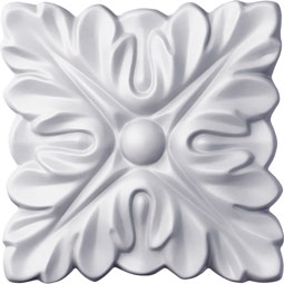 Ekena Millwork - ROS03X03OD - Endurathane Odessa Square Rosette, 3 7/8"W x 3 7/8"H x 5/8"P, Factory Primed