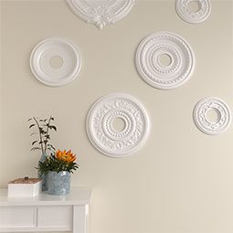 Ekena Millwork - CM16GN_P - Endurathane Genevieve Ceiling Medallion, 16 1/8"OD x 3 1/2"ID x 7/8"P (Fits Canopies up to 3 1/2")