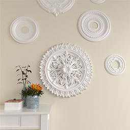 Ekena Millwork - CM24LA_P - Endurathane Lariah Ceiling Medallion, 24 3/4"OD 1 3/8"ID x 3 1/4"P (Fits Canopies up to 1 3/8")