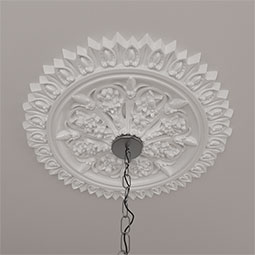 Ekena Millwork - CM24LA_P - Endurathane Lariah Ceiling Medallion, 24 3/4"OD 1 3/8"ID x 3 1/4"P (Fits Canopies up to 1 3/8")