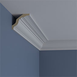 Ekena Millwork - MLD03X03X04BE - Endurathane Bedford Cove Crown Moulding, 3"H x 3 1/2"P x 4 3/8"F x 94 1/2"L, Factory Primed