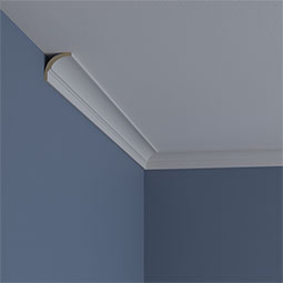 Ekena Millwork - MLD01X01X02BE - Endurathane Bedford Cove Mini Crown Moulding, 1 1/2"H x 1 1/2"P x 2 1/4"F x 94 1/2"L, Factory Primed