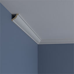 Ekena Millwork - MLD01X01X02AS - Endurathane Ashford Mini Crown Moulding, 1 1/2"H x 1 1/2"P x 2 1/8"F x 94 1/2"L, Factory Primed