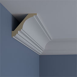 Ekena Millwork - MLD03X03X06AS - Endurathane Ashford Crown Moulding, 3 1/8"H x 3 1/8"P x 5"F x 94 1/2"L, Factory Primed