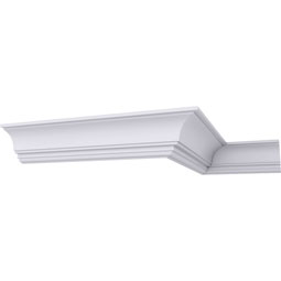 Ekena Millwork - MLD03X03X06AS - Endurathane Ashford Crown Moulding, 3 1/8"H x 3 1/8"P x 5"F x 94 1/2"L, Factory Primed