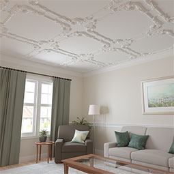 Ekena Millwork - PML16X18TI-L - Endurathane Tirana Panel Moulding Corner, 17 1/2"W x 18 1/8"H x 1 1/4"P, Left (matches moulding PML01X00TI), Factory Primed